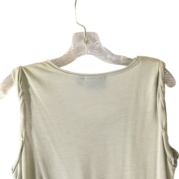 Simply Vera Dressy Sleeveless Tee Gold Metallic Accent Sz Large Beige Plain Back - Picture 7 of 10
